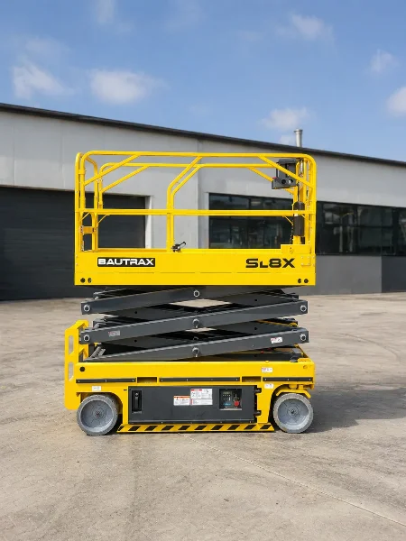 ножична вишка BAUTRAX SL8X - страничен профил частично повдигната.
