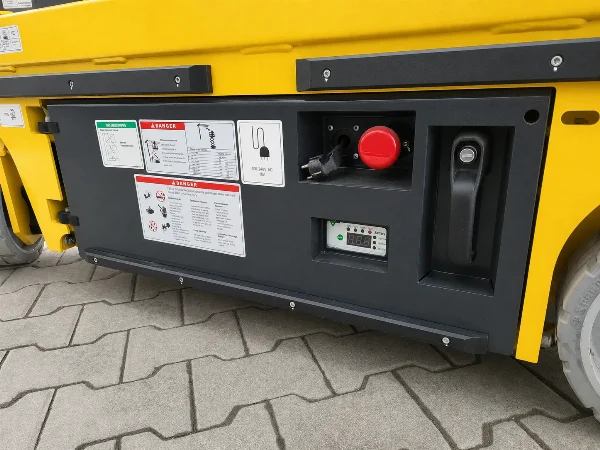 ножична вишка BAUTRAX SL8X - детайл от сервизния панел.