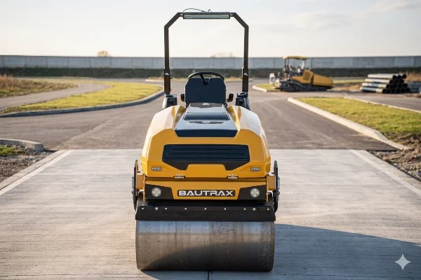 Двубандажен валяк BAUTRAX DR30 в преден изглед за уплътняване на асфалт и настилки.