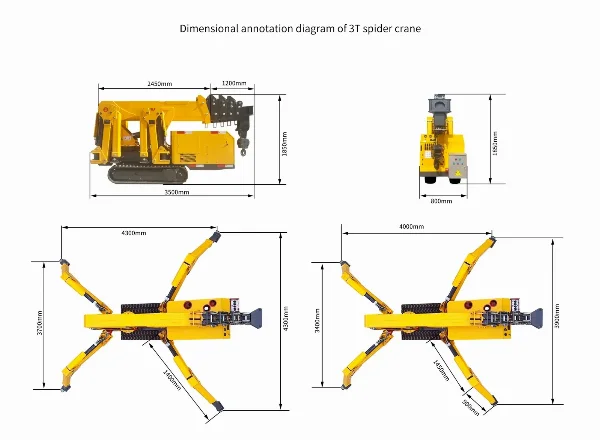 BAUTRAX SPC30 Спайдър Кран диаграма на размери