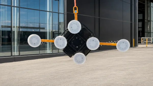 шестточков вакуумен повдигач BAUTRAX XGL600 - широк изглед пред фасада.